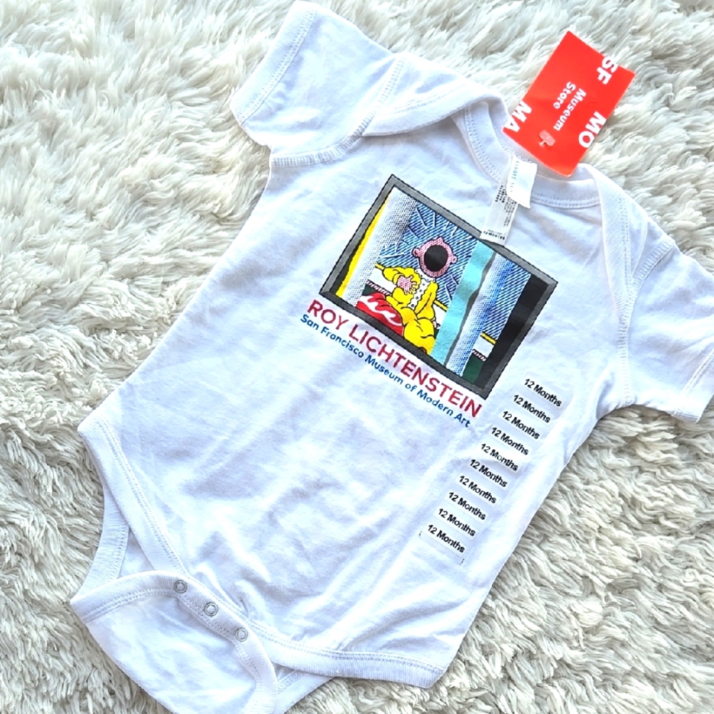NWT Rabbit Skins SFMOMA Lichtenstein Baby Snap Tee 12 Mos.